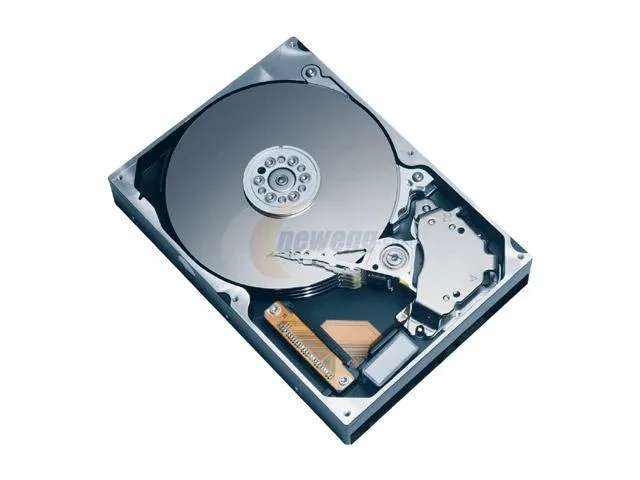 Silver 3.5 inch bare hard drive with circuit board visible