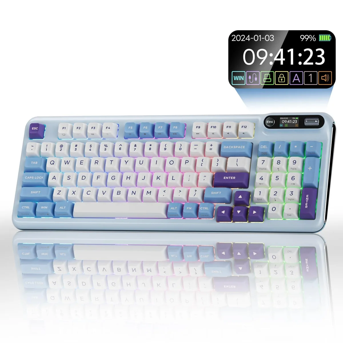 KZZI Z98 Blue Sea 94‑key 90% wireless mechanical gaming keyboard — 商品照片