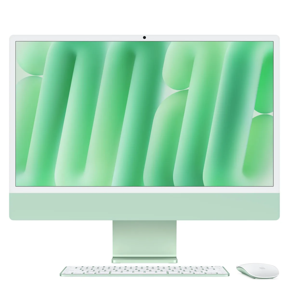 Slim green all-in-one desktop with 24-inch display