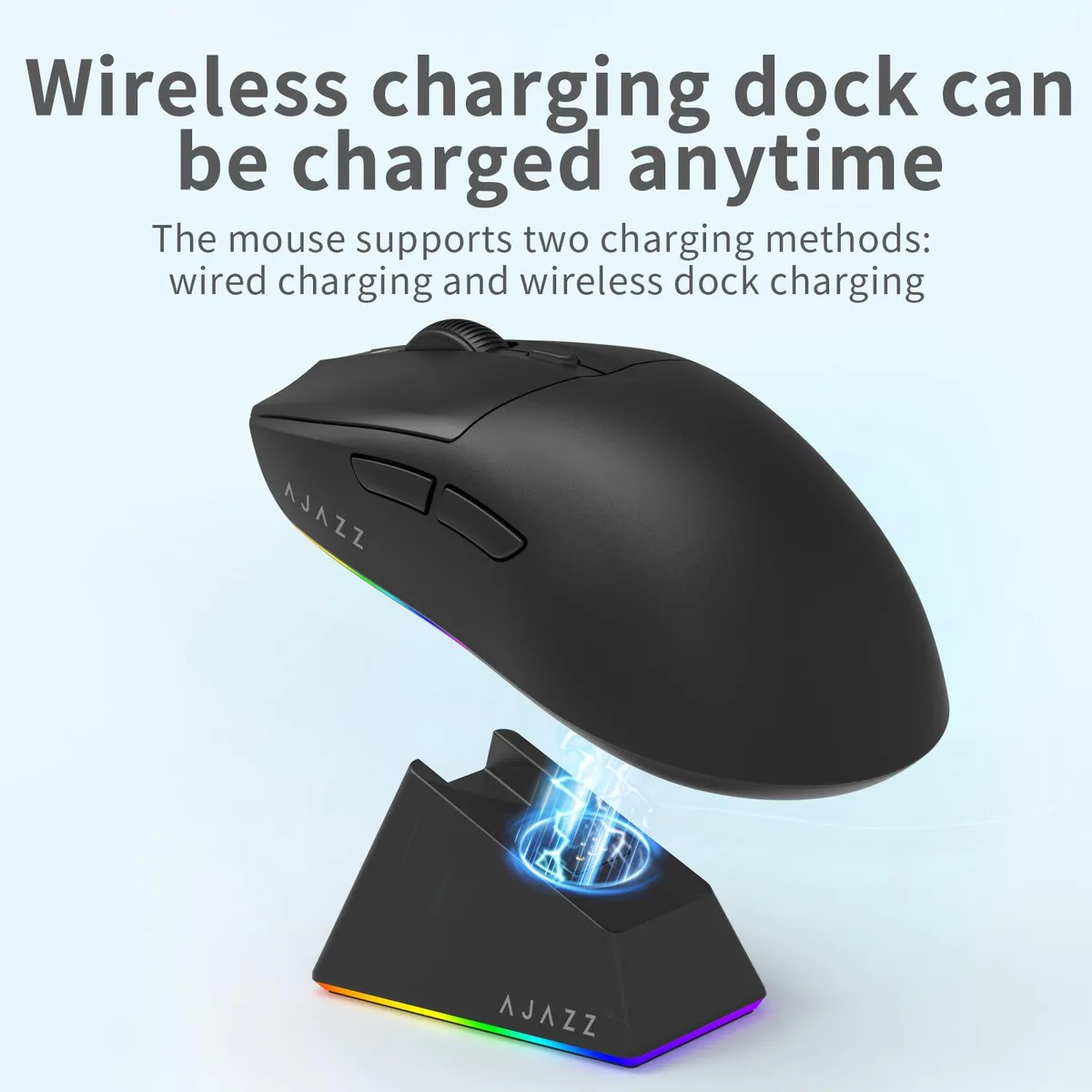 A-jazz A-jazz AJ139 V2 MC Gaming Mouse 66g PAW3311 12000 DPI 1000 Hz 500mAh Charging Base — tuotekuva