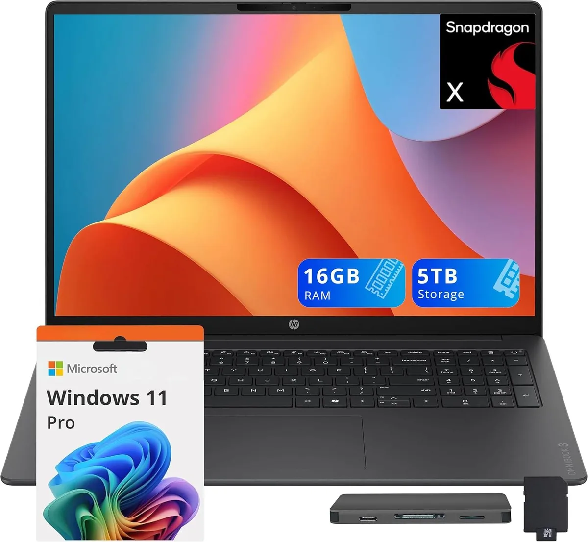 HP HP OmniBook 3 16" Business Laptop Snapdragon X X1-26-100 16GB DDR5 4TB SSD Iron Gray — 商品照片