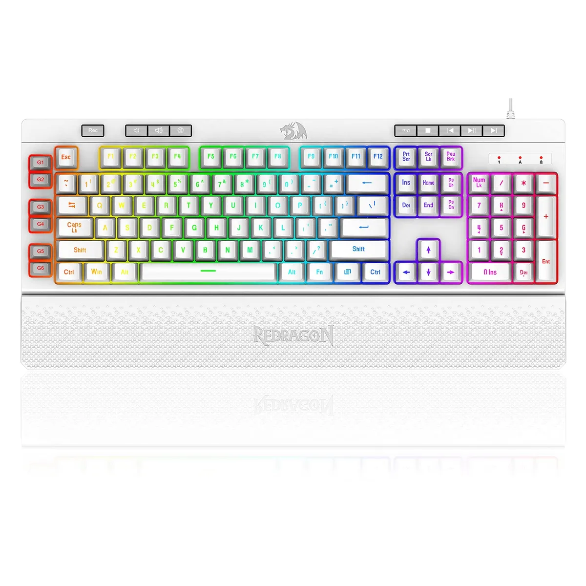 Redragon Redragon K512 Shiva White RGB Gaming Keyboard — fotografia produktu