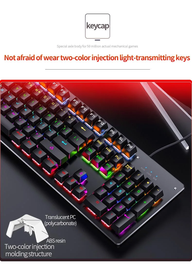 Cswur Cswur 104-Key Mechanical Gaming Keyboard Outemu Brown Switches Aluminum Frame Rainbow Backlight — photo du produit
