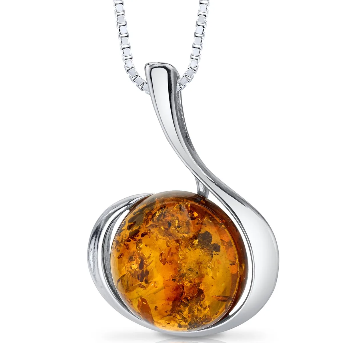 Oravo Oravo Baltic Amber Pendant Necklace Sterling Silver 925 Cognac 18" SP11122 — 商品写真