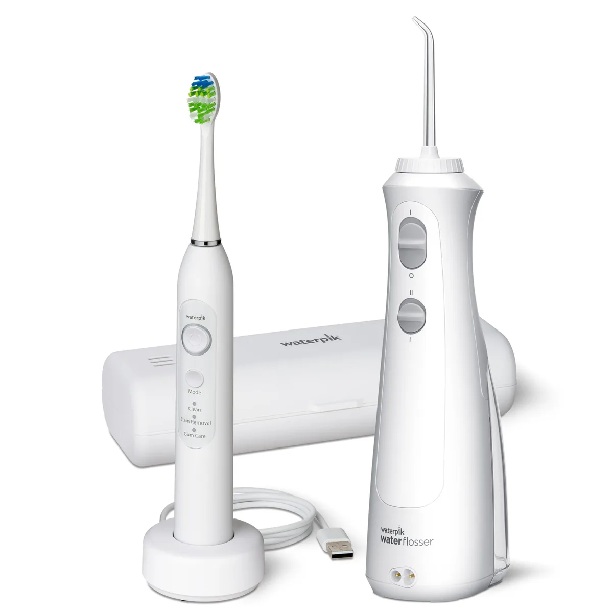  Waterpik Cordless Pearl Water Flosser + Sensonic Electric Toothbrush 20032477 White — product photo