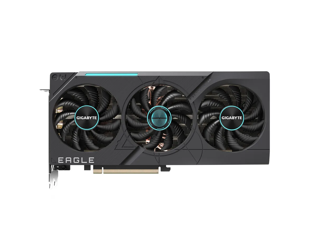 GIGABYTE RTX 4070 Ti SUPER Eagle graphics card, triple-fan cooler, metal backplate, matte grey finish