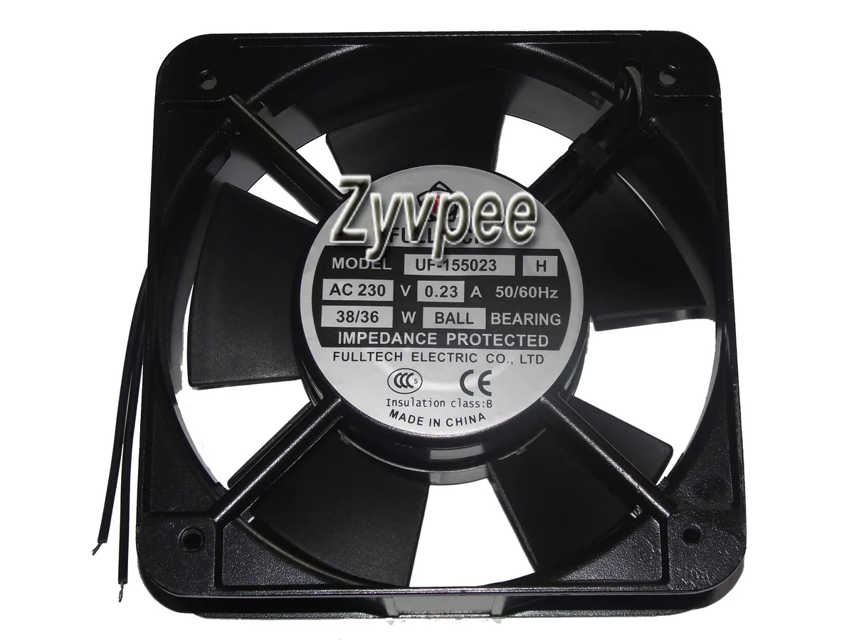 Black 150mm axial fan with two-wire power connector