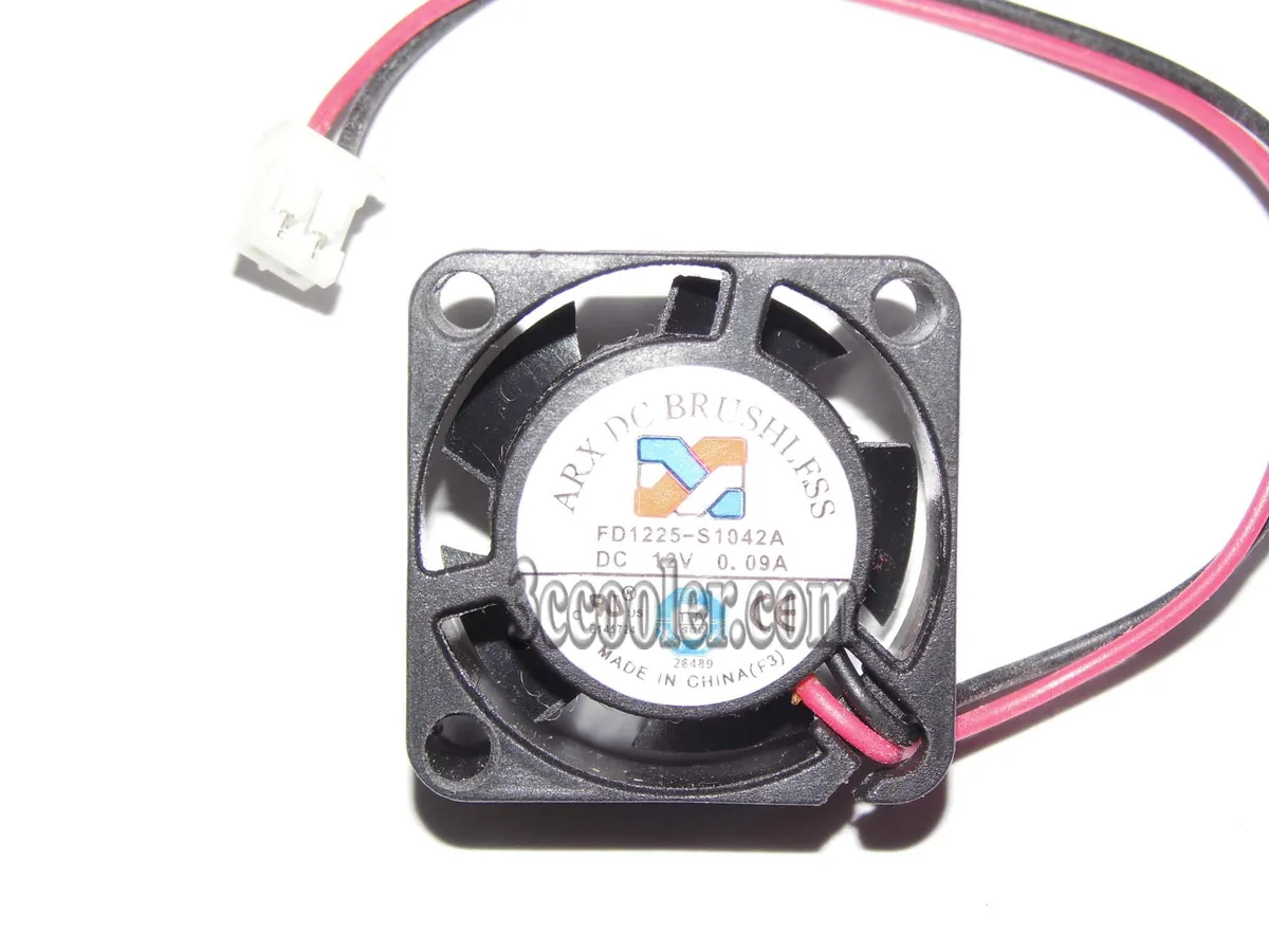 Black square micro fan 25 by 10mm two pin no LED