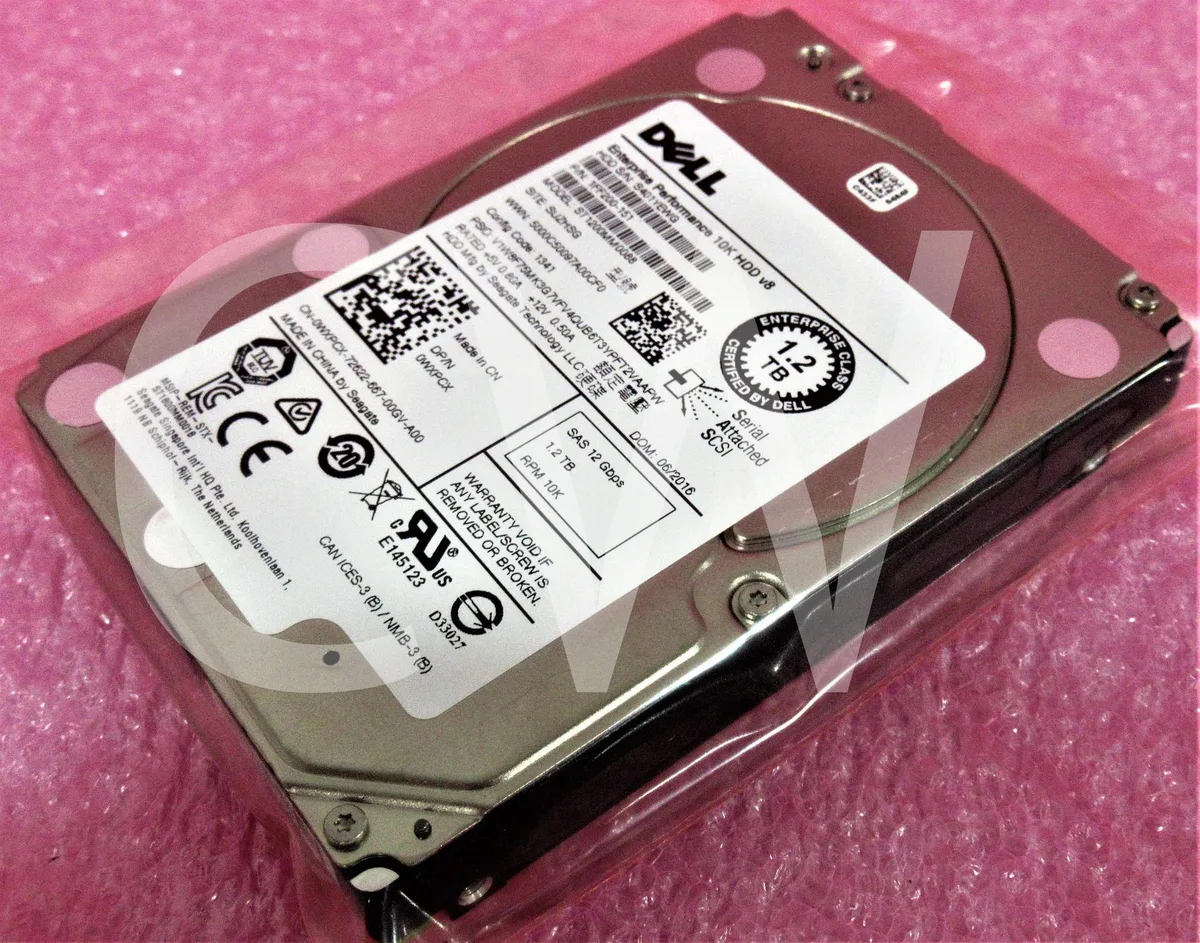 Silver 2.5 inch SAS hard drive with green circuit board visible