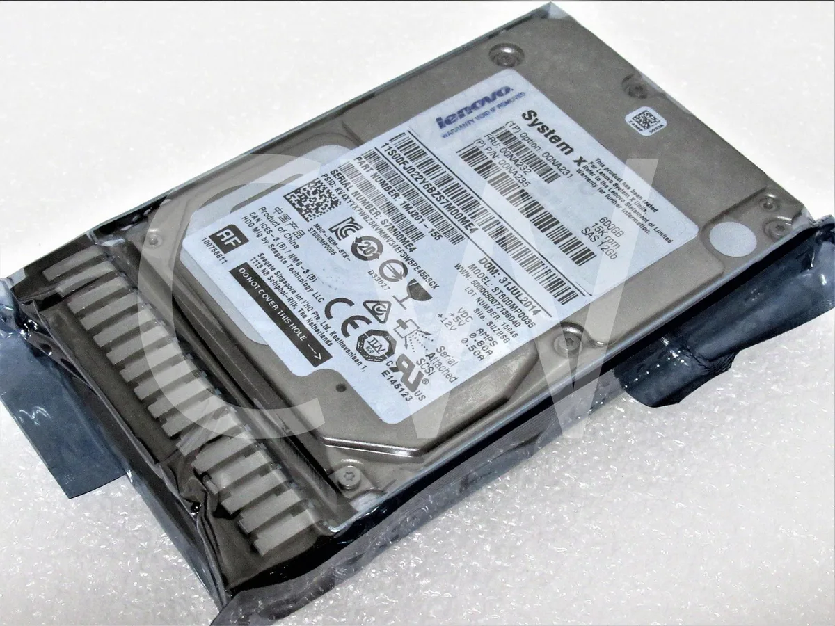 2.5 inch SAS hard drive in black metal caddy tray