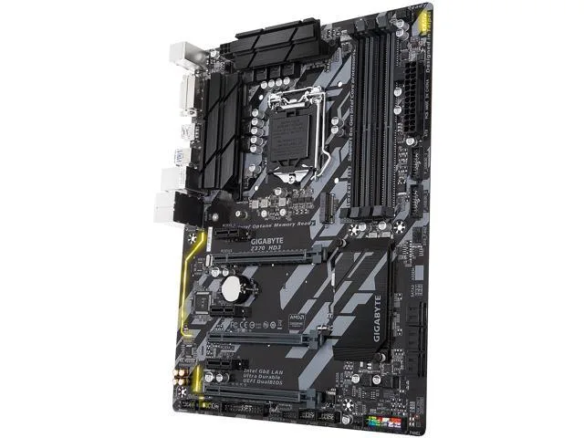 ATX motherboard with black PCB silver heatsinks and silver I/O shield