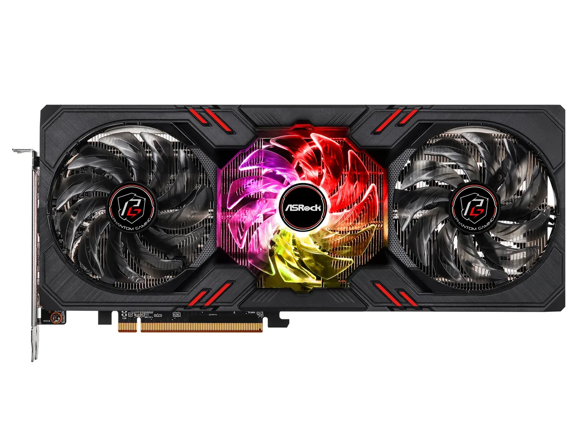ASRock Phantom Gaming Radeon RX 7600 graphics card, triple-fan cooler, dark finish