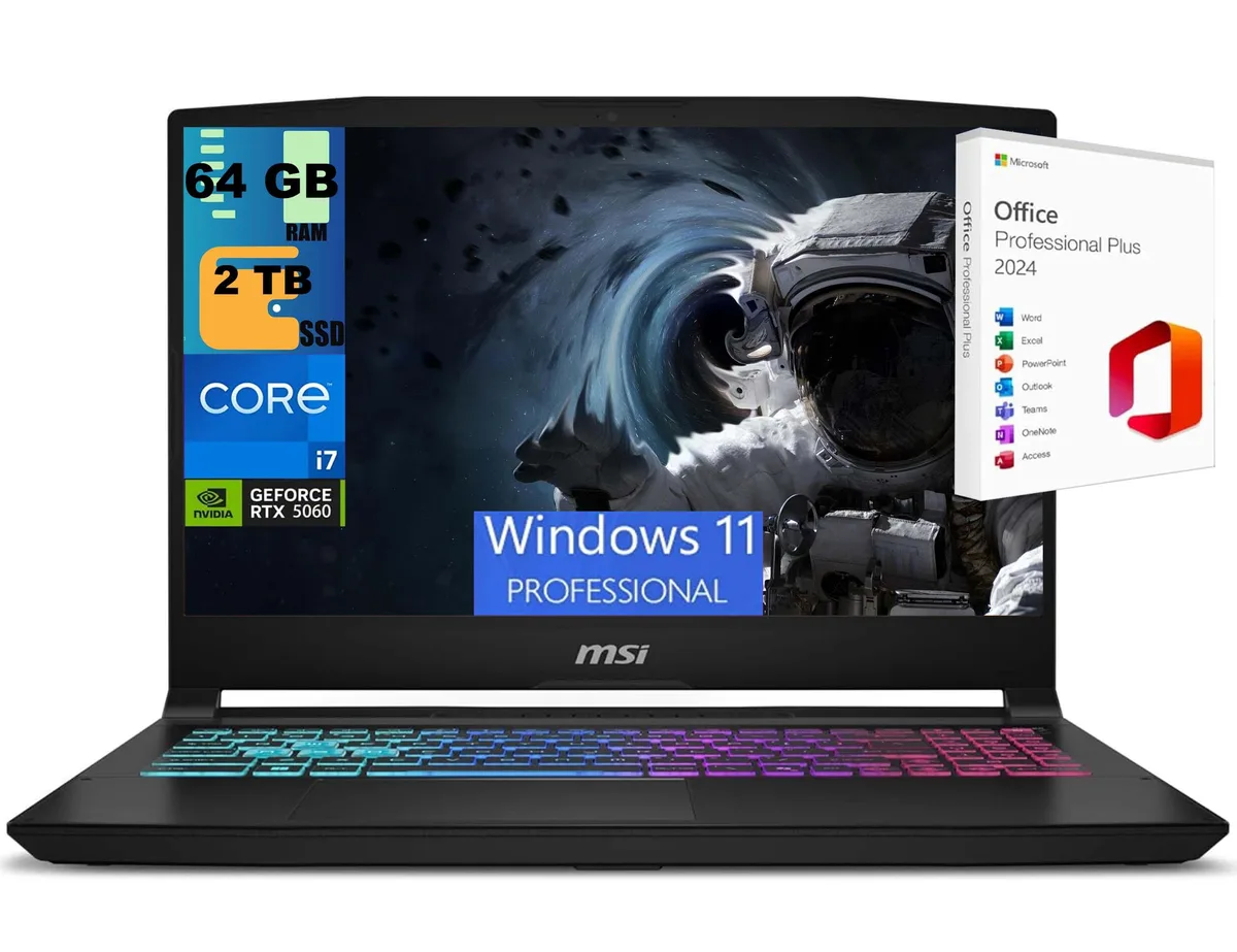 Black 15.6 inch gaming laptop with RGB keyboard