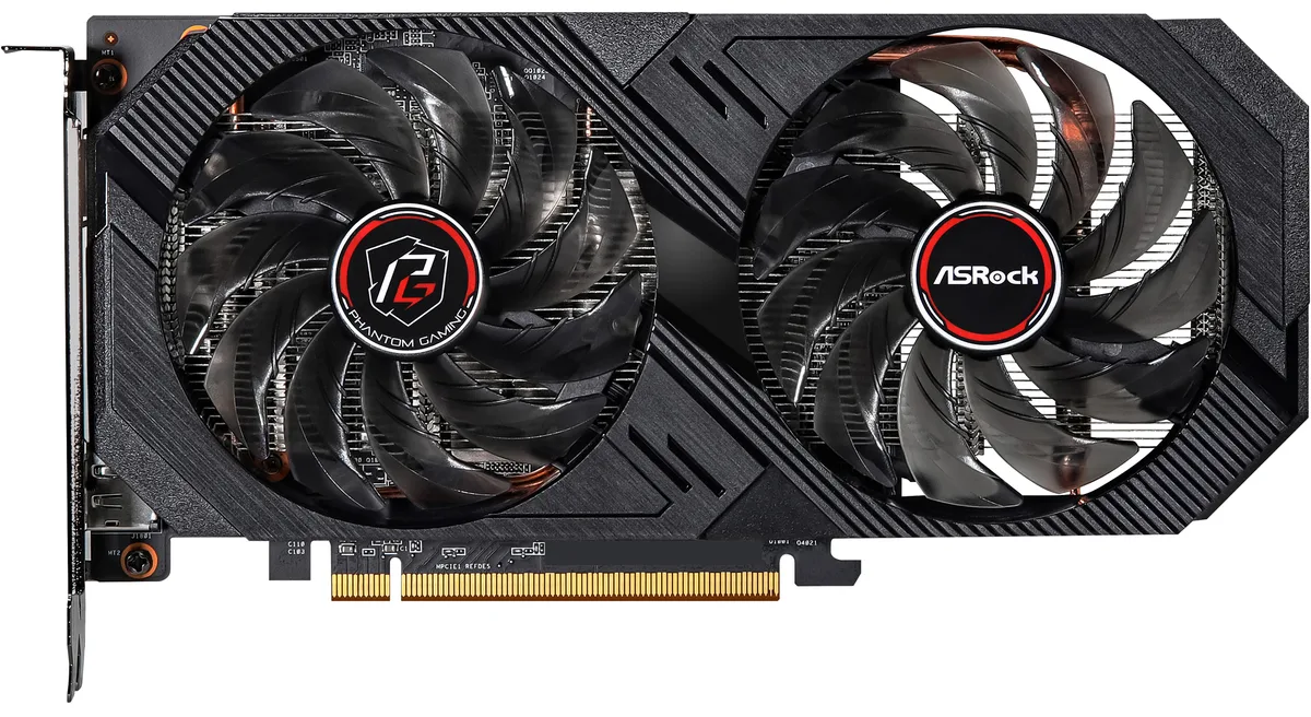 ASRock Phantom Gaming D Radeon RX 6500 XT dual-fan graphics card with metal backplate