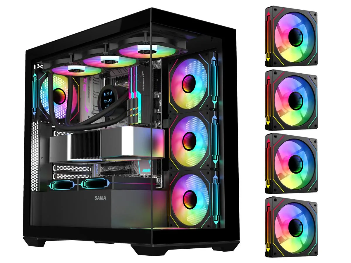SAMA SAMA SV01 BK Mid Tower ATX PC Case Black 4 ARGB Fans — photo du produit