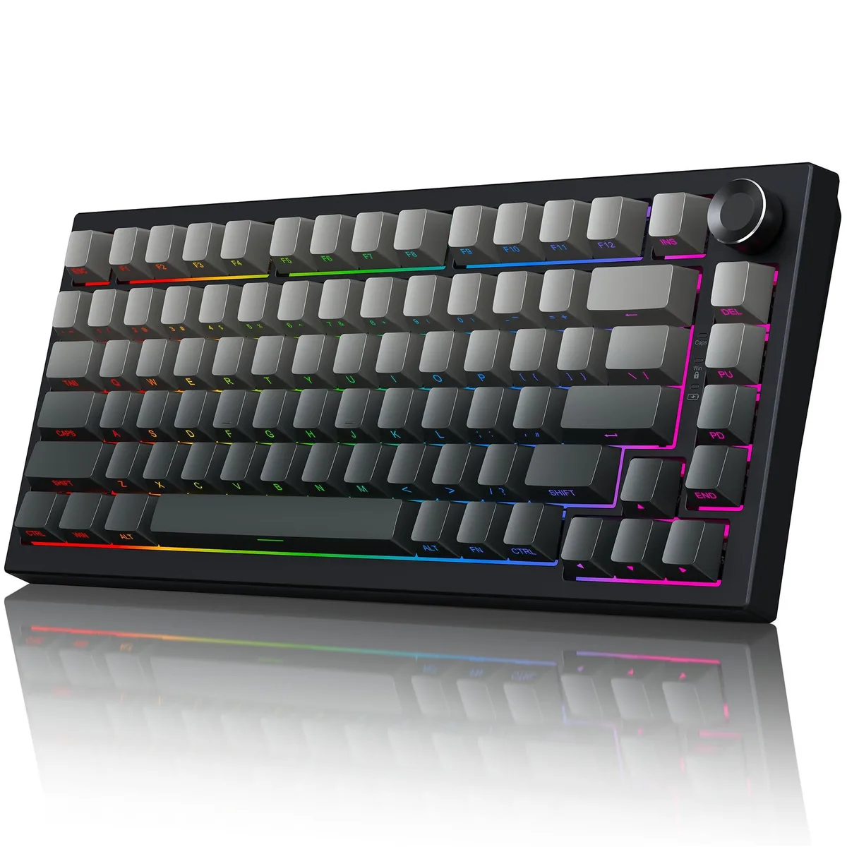Redragon Wireless Mechanical Keyboard 75% Hot-Swappable Knob PBT RGB 8000mAh Bluetooth 5.0 — produktfoto
