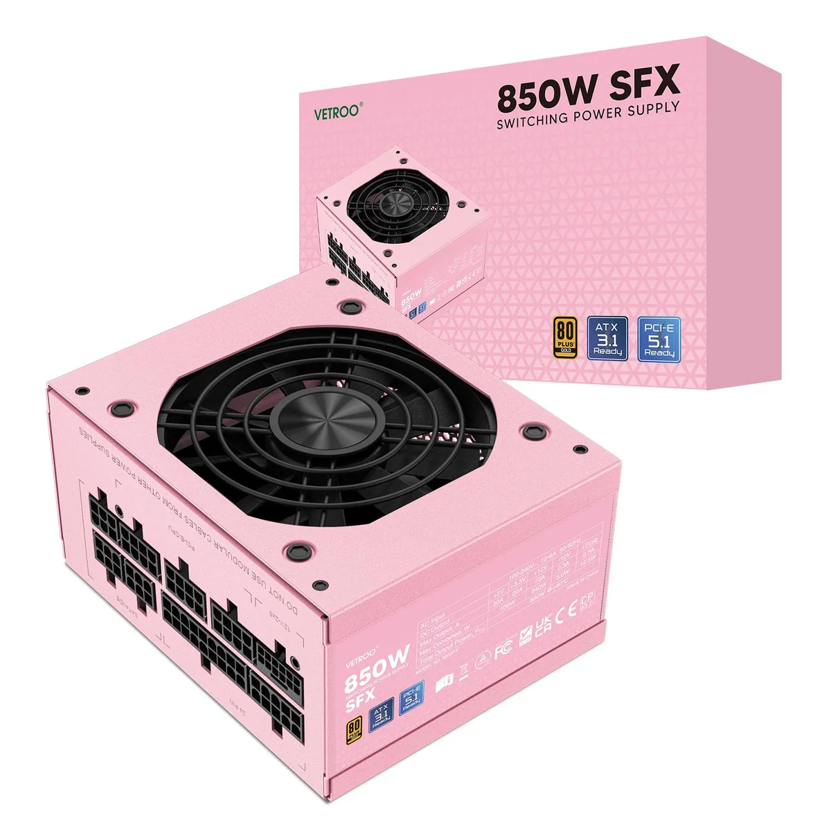 Vetroo Vetroo 850W SFX power supply Pink — photo du produit