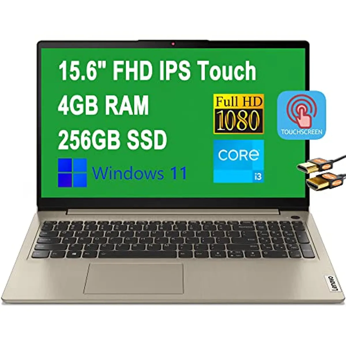 Silver 15.6 inch touchscreen laptop closed on a plain background