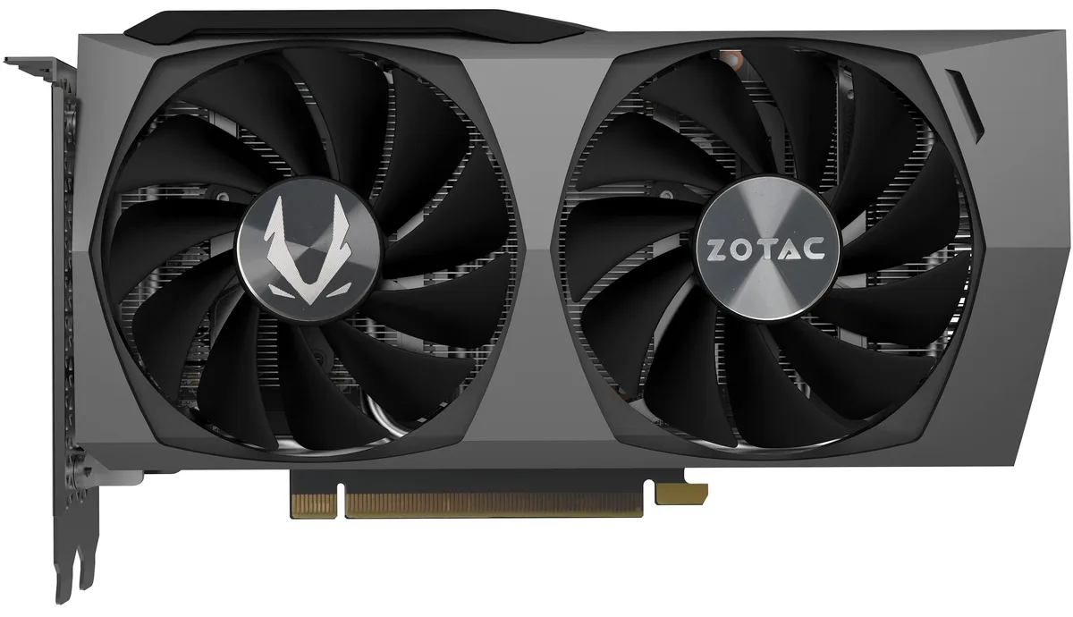 ZOTAC RTX 3060 Twin Edge OC dual-fan card with metal backplate