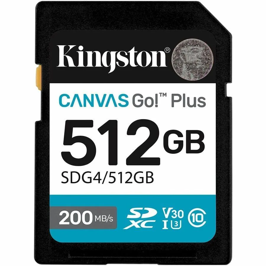 Kingston Technology Corp. Kingston Technology Corp. Canvas Go! Plus 512 GB SDXC U3 V30 memory card — vörumynd