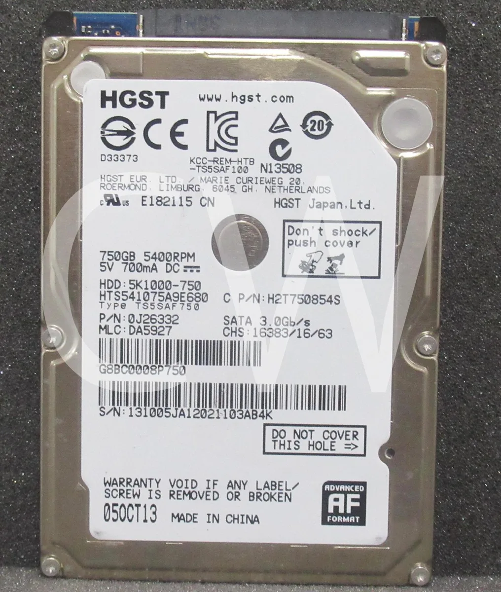 HGST HGST HTS541075A9E680 750GB 5400RPM SATA 2.5in internal hard drive — 商品照片