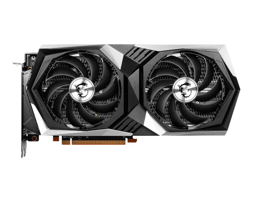 MSI Radeon RX 6600 XT GAMING X 8G graphics card, dual-fan cooler with silver and black shroud, metal backplate visible