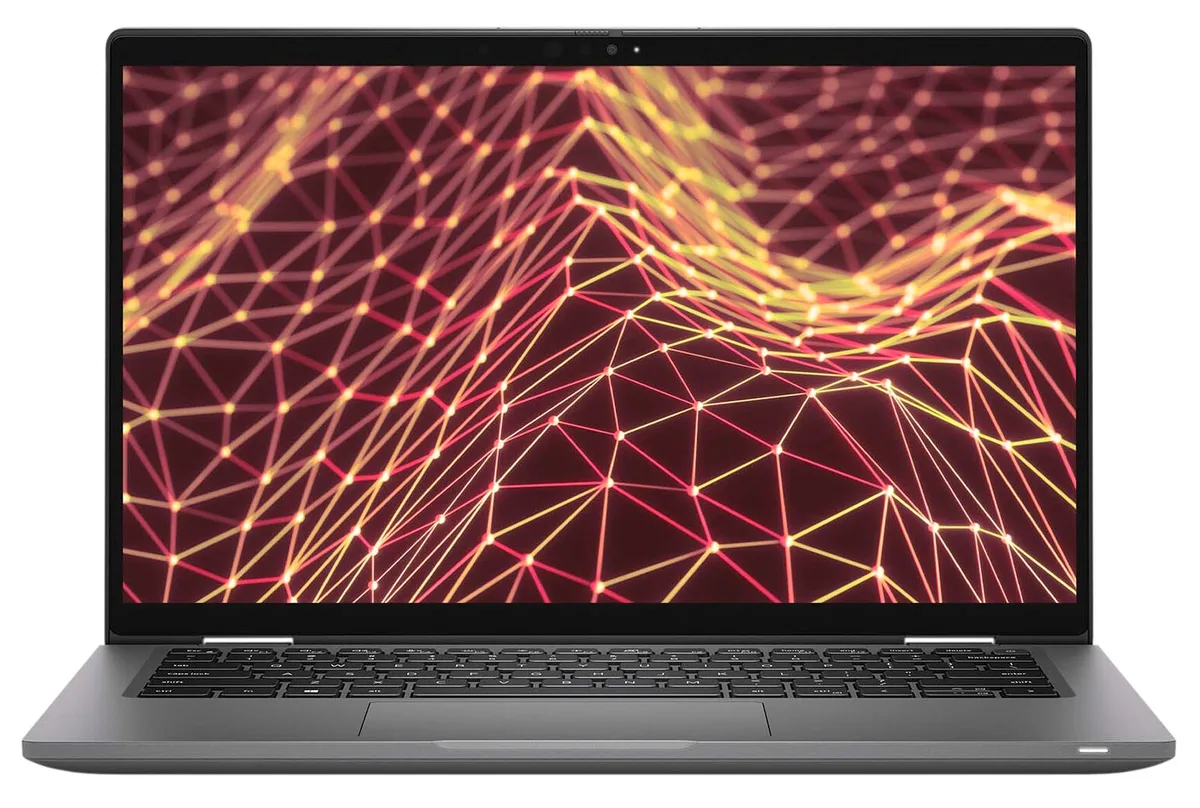 Silver 14-inch Dell Latitude 7430 laptop open showing touchscreen display and keyboard