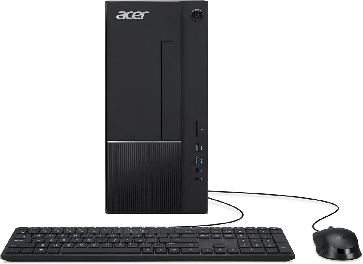 Acer Aspire TC tower desktop in black finish with wired keyboard and mouse
