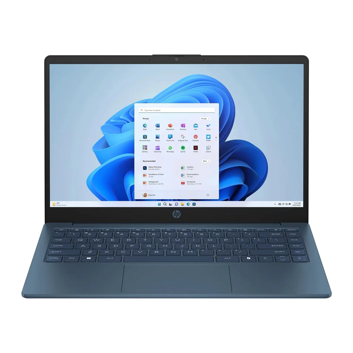 Thin 14 inch Waterfall Blue laptop with HD BrightView display