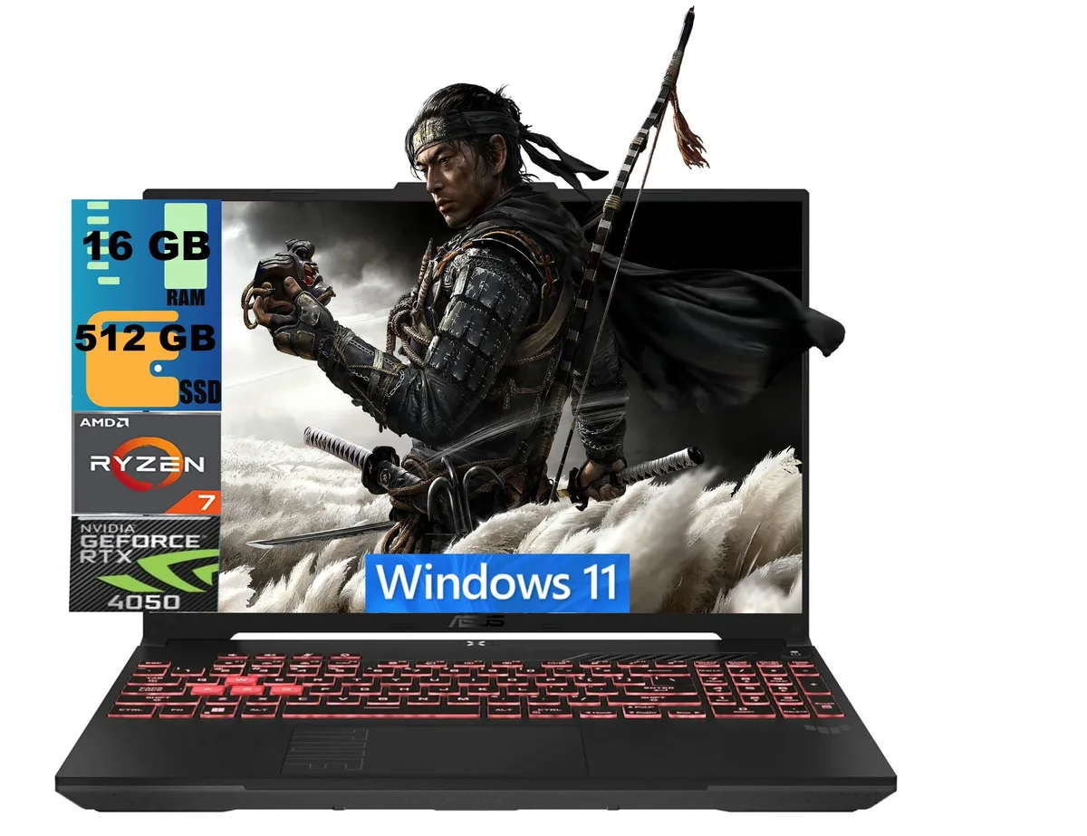 Black gaming laptop, 16 inch matte screen, RGB keyboard, angular chassis