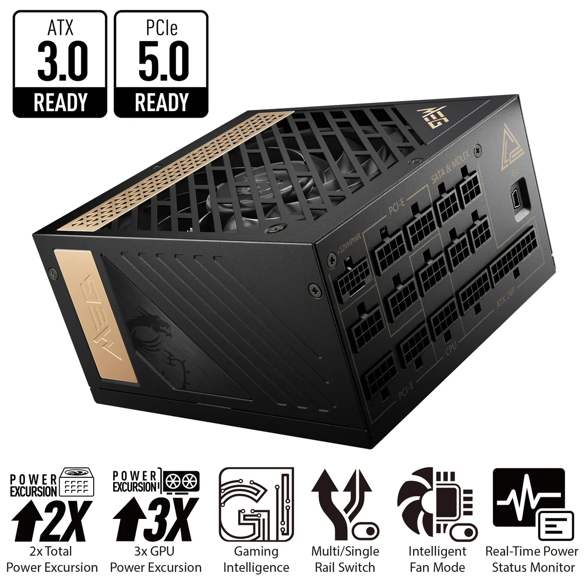 MSI MSI MEG Ai1000P PCIE5 1000W power supply — photo du produit