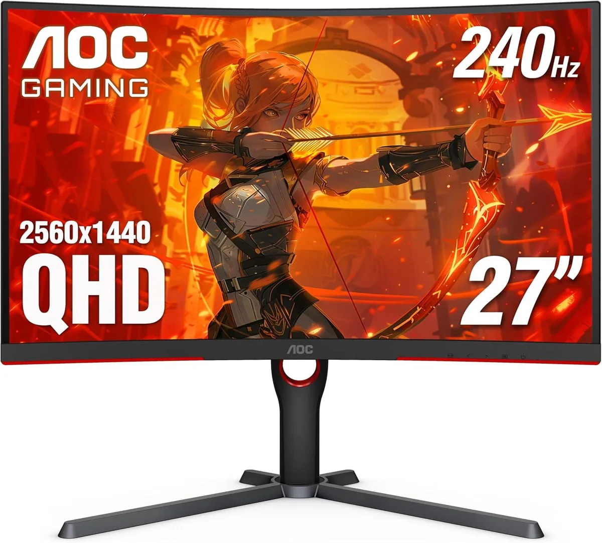 AOC Monitors AOC Monitors CQ27G4H 27" Curved Gaming Monitor QHD 180Hz 1500R VA 0.5ms FreeSync Premium Height Adjustable — photo du produit