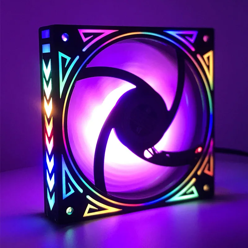 SXDOOL SXDOOL 120 mm rainbow iridescence LED case fan 3-pin + Molex — 제품 사진