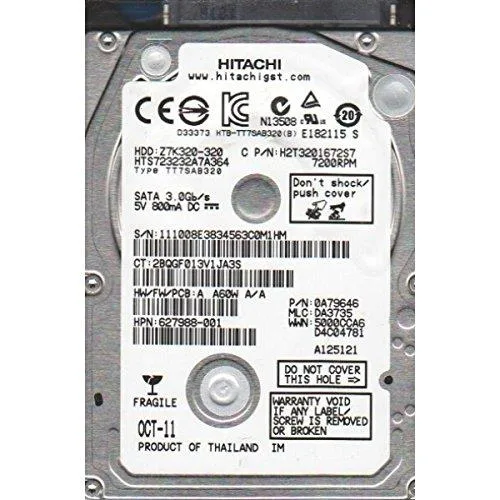 HGST HGST Travelstar Z7K320 320 GB 7200 RPM 16 MB 7 mm 2.5 laptop hard drive — fotografija proizvoda