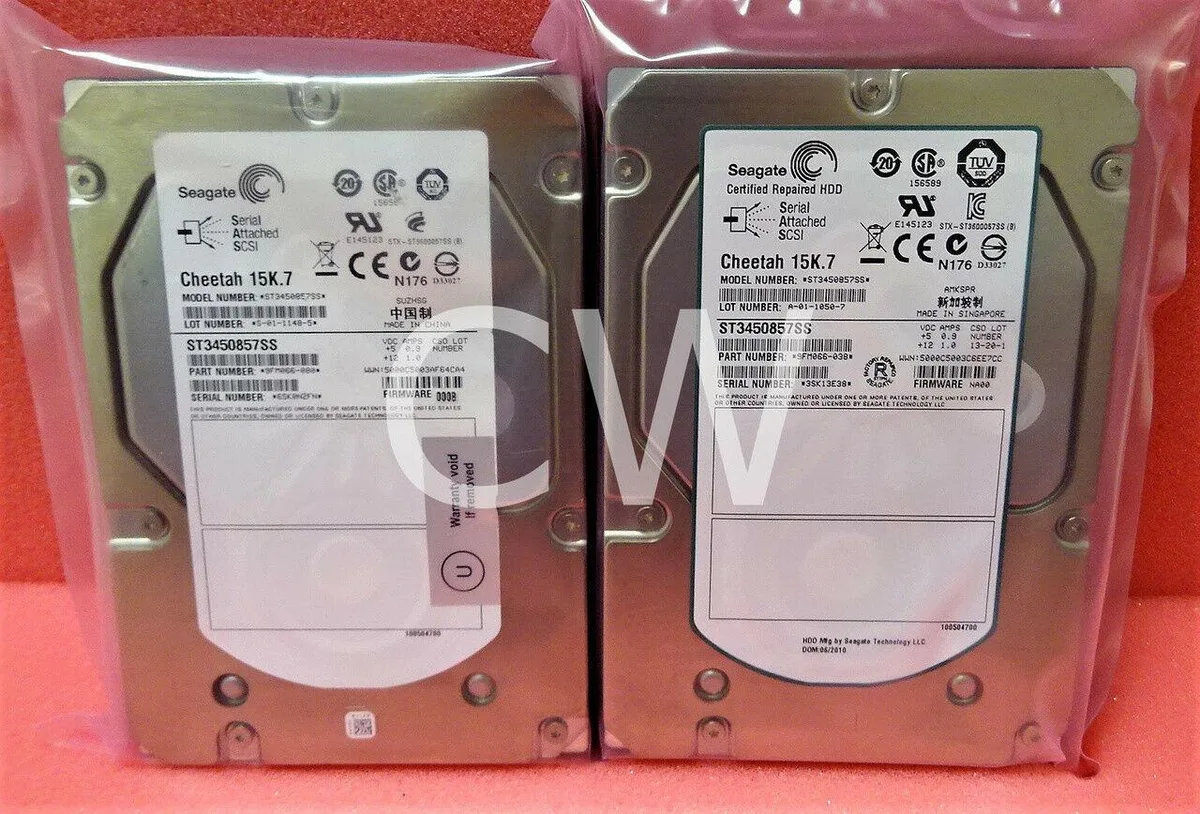 Ten new 3.5in SAS hard drives in anti-static bags