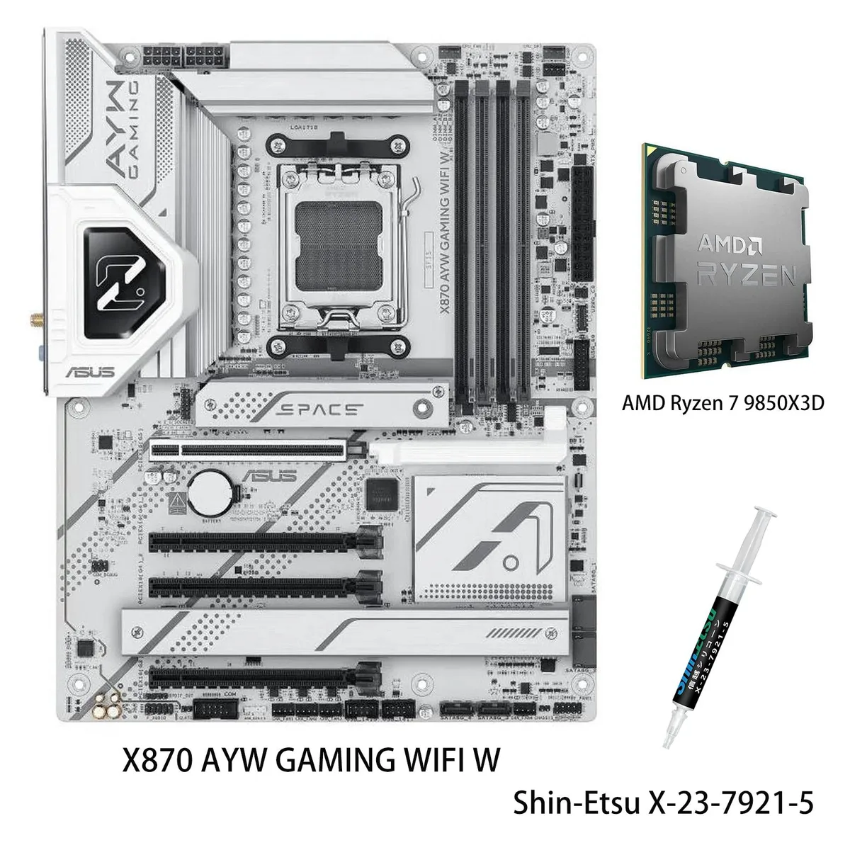 ASUS ASUS X870 AYW GAMING WIFI W Motherboard & Ryzen 7 9850X3D CPU Combo — photo du produit