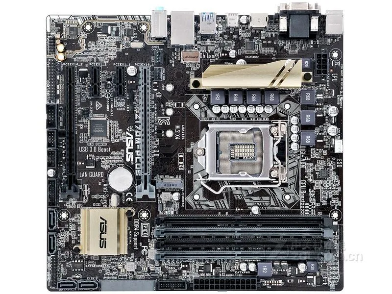 Green micro ATX motherboard with silver LGA 1151 socket and black DDR4 slots