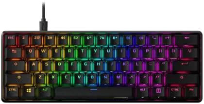 Compact black 60 percent mechanical keyboard with aluminium frame and RGB lighting