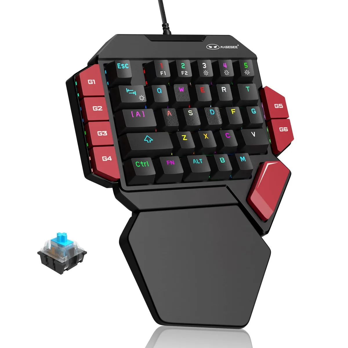 Magegee MK-Axe 35-Key One-Handed Gaming Keyboard Blue Switch RGB Wired Black/Red — Produktfoto