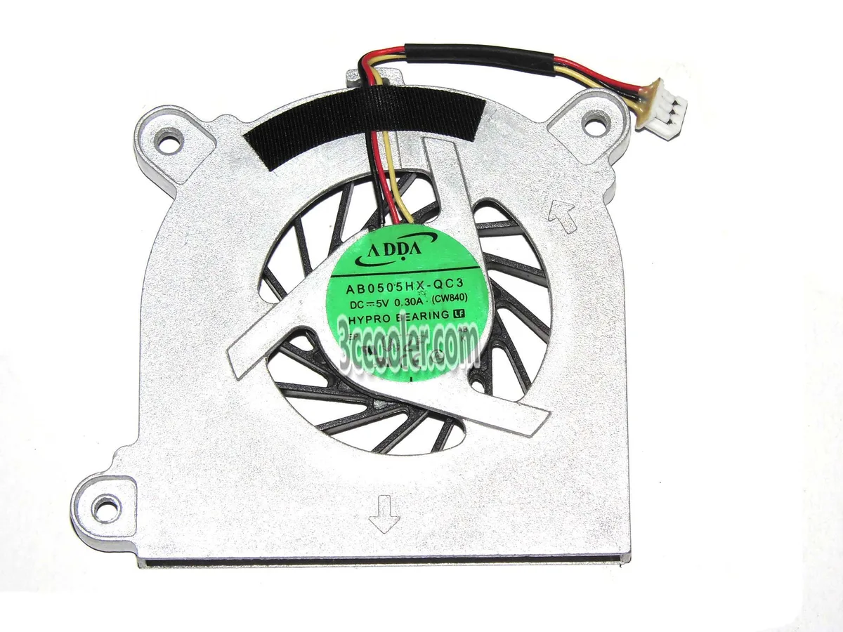 Small rectangular blower fan, two-tone finish, three-pin connector
