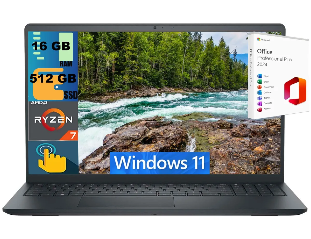 DELL DELL Inspiron 15 laptop 15.6" FHD Touchscreen Ryzen 7 7730U 16GB 512GB SSD — product photo