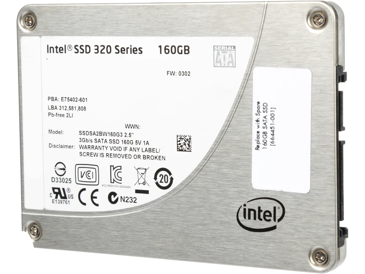 Silver 2.5 inch SATA SSD with black label, 7mm thick