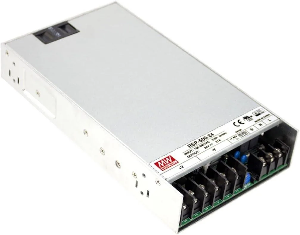 Rectangular enclosed metal power supply unit, silver finish