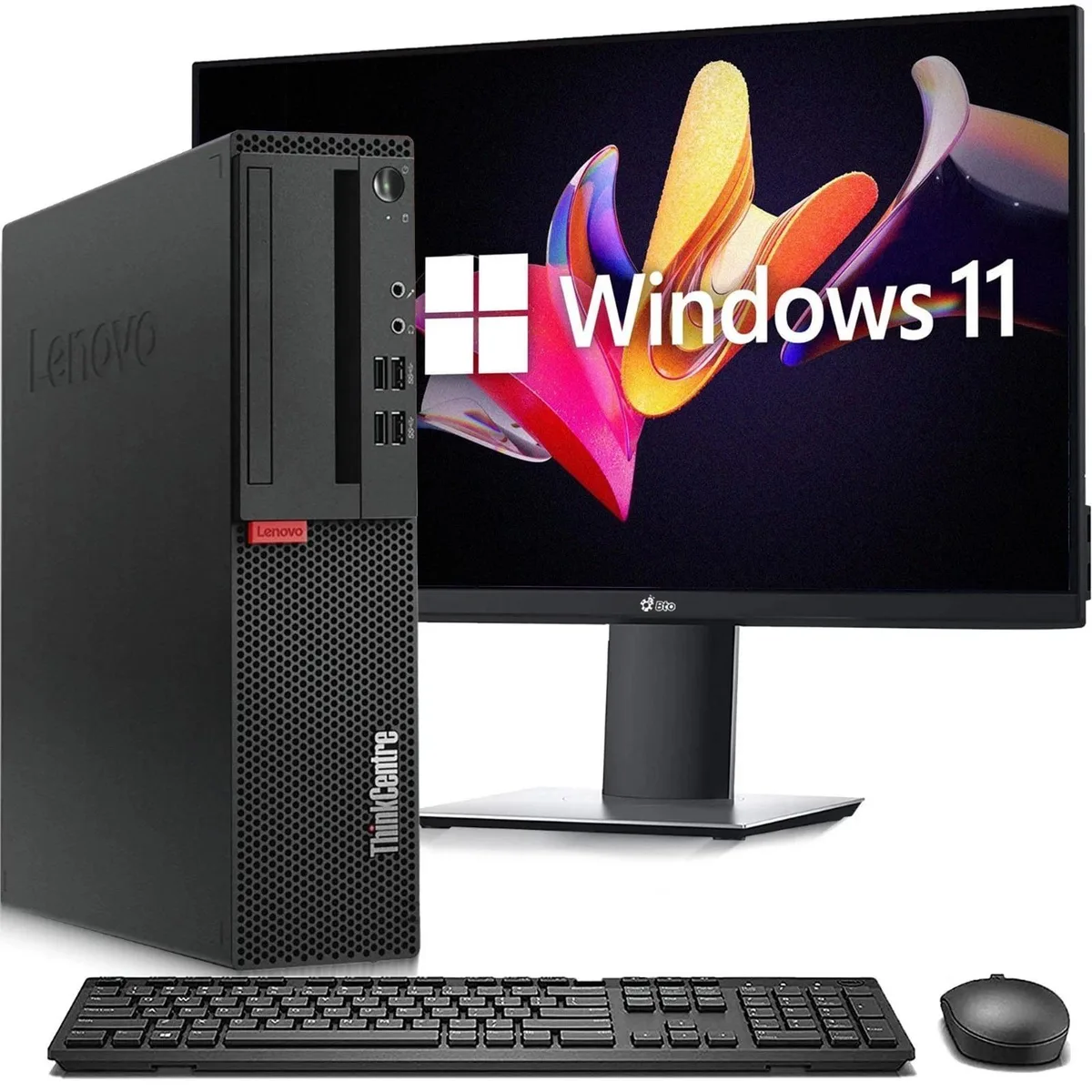 Lenovo Lenovo ThinkCentre M710 SFF desktop PC, i3-6100 3.70 GHz, 16GB DDR4, 256GB SSD, 24" monitor — photo du produit