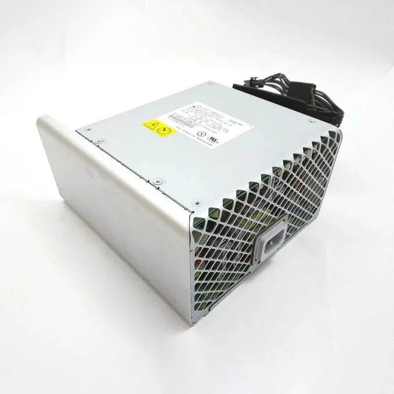 Rectangular ATX power supply unit with metal casing and ventilation grille