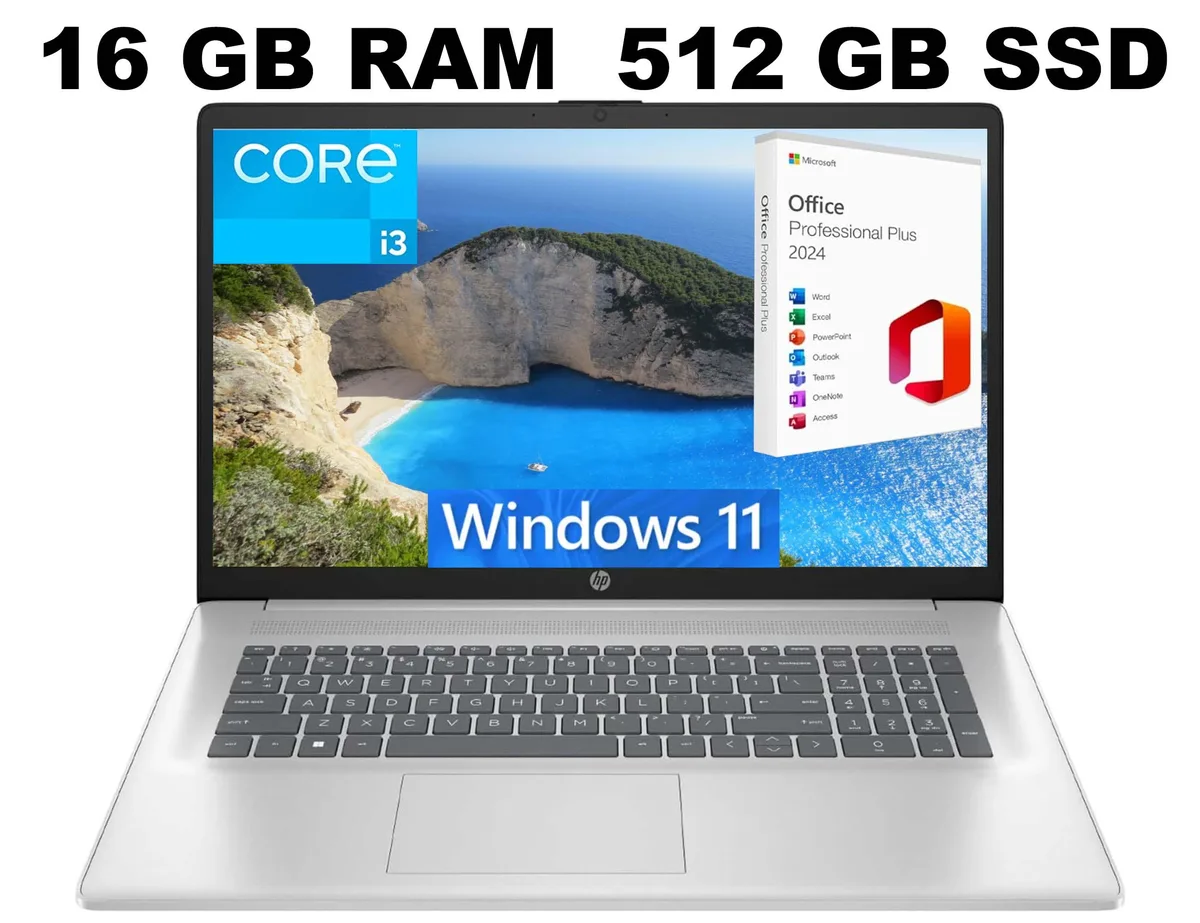HP HP 17 laptop i3-1215U 16GB 512GB 17.3" FHD Silver — photo du produit
