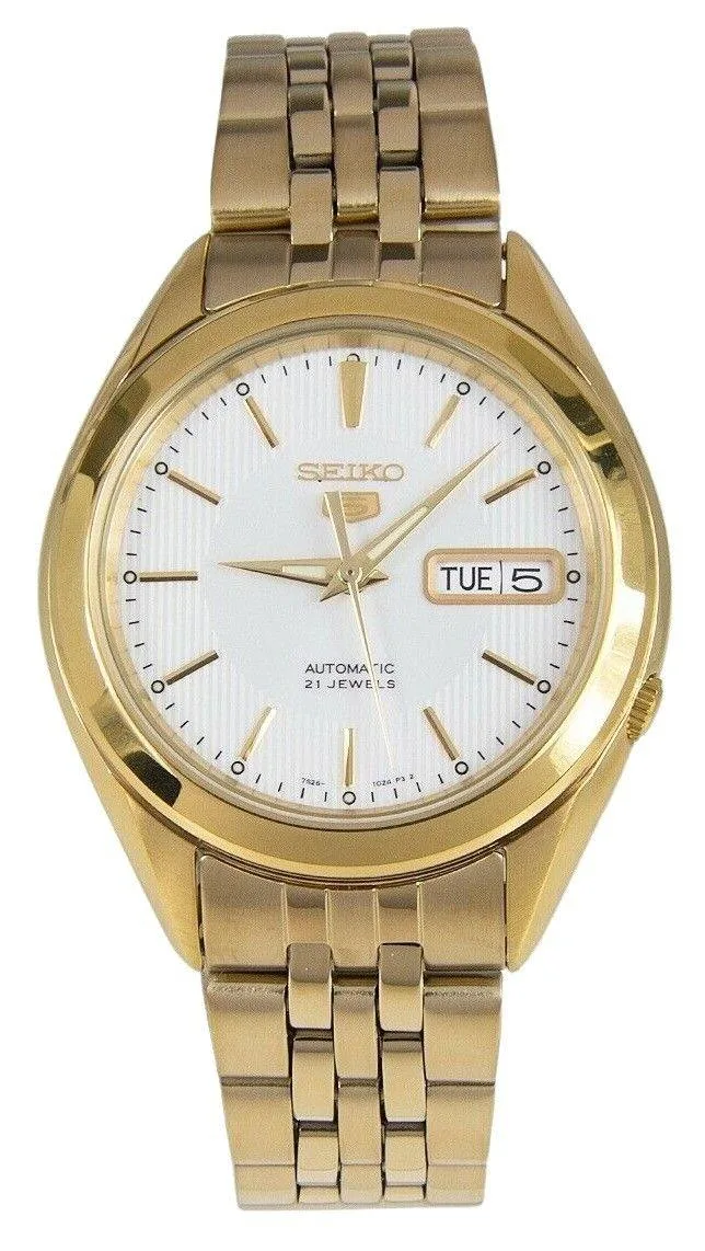 Seiko Seiko 5 SNKL26K1 Gold Tone Stainless Steel White Dial 21 Jewels Automatic Watch — product photo
