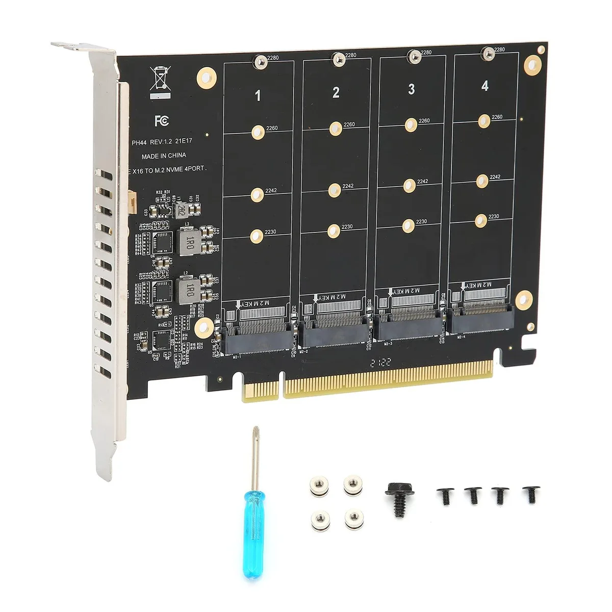 WRIARICH WRIARICH PH44 4-Port M.2 NVMe PCIe x16 Adapter — Produktfoto