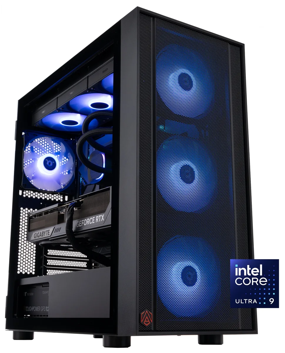 Black ABS H570 mid-tower with 360mm liquid cooler visible inside