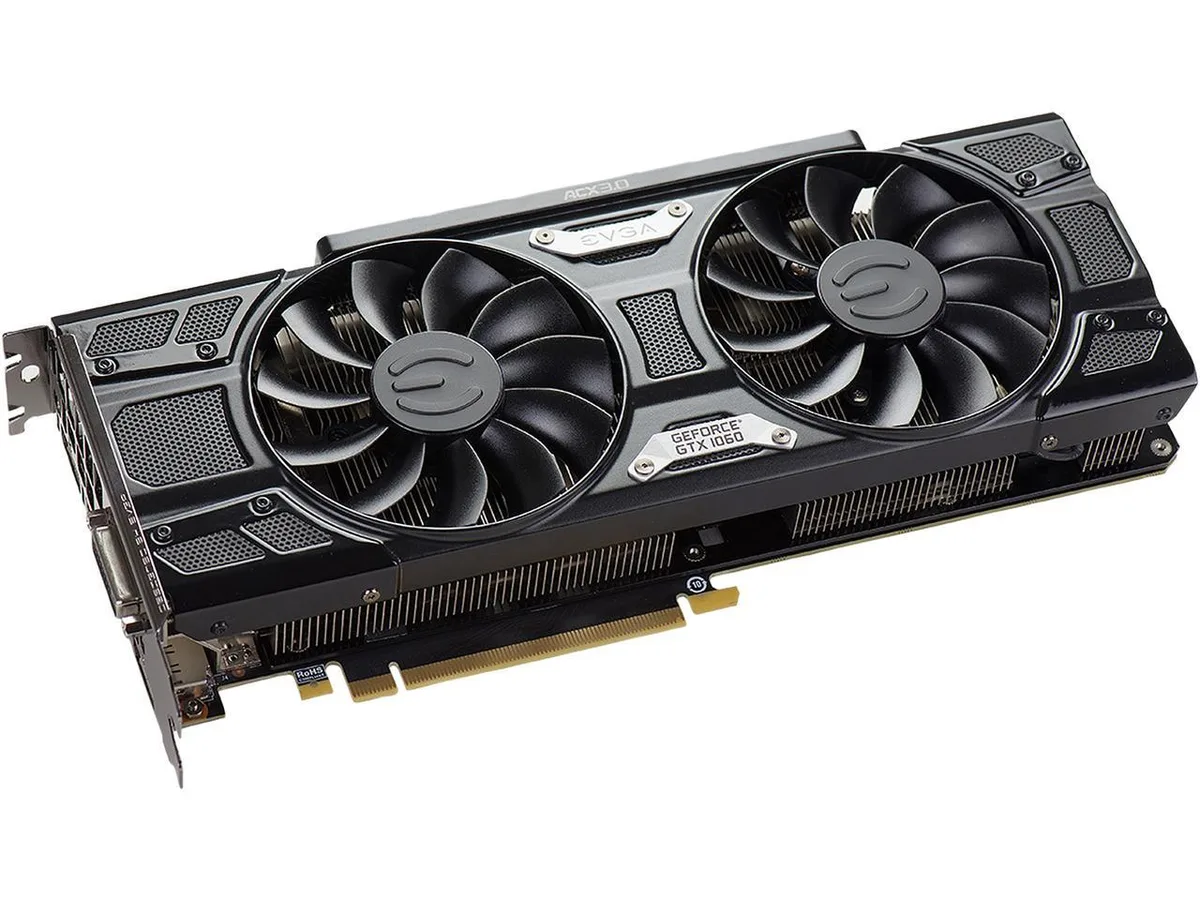 EVGA GeForce GTX 1060 SSC DT graphics card with dual-fan ACX 3.0 cooler and LED lighting